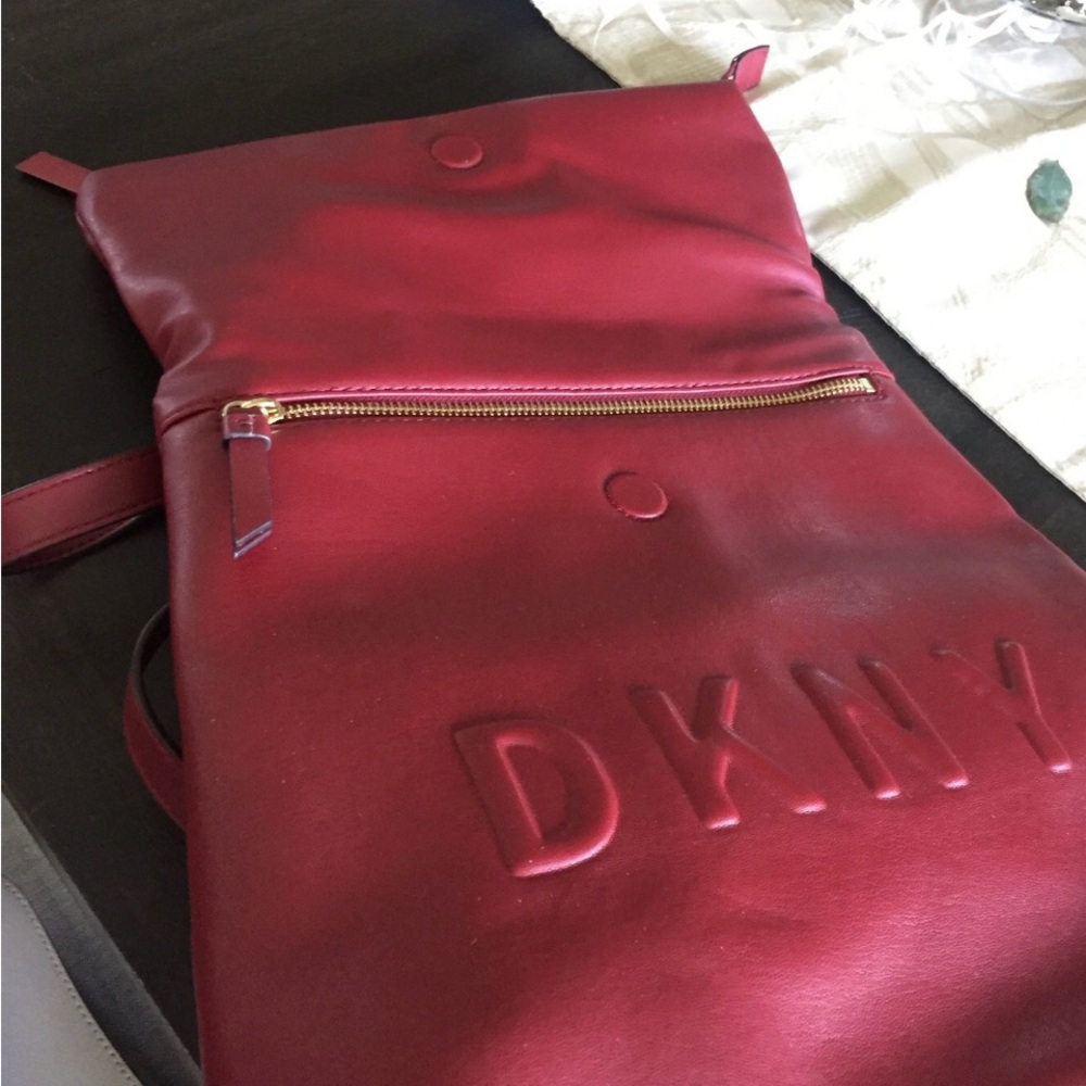 DKNY Red Leather Backpack
